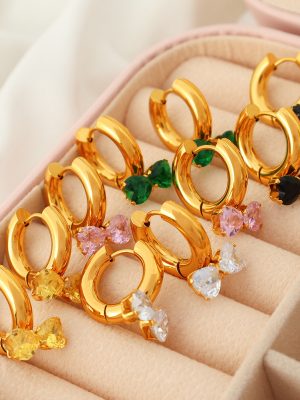 Simple Design Earrings Female Bow Inlaid Zirconium New Trendy Sweet Ear Clip Earrings
