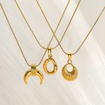 Geometric Design 304 Stainless Steel Necklace for Women, High-Grade Pendant with 18K Gold In-Furnace Electroplating