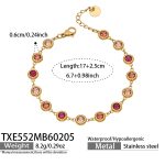 color: TXE552-Gold Full Pave Pink Zircon Bracelet