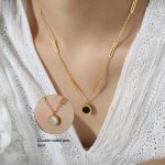 color: P1759-Gold Necklace -44+5cm