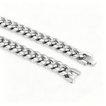 Stainless Steel Men's Cuban Necklace round Grinding Chain Encryption Chain Metal Thick Ornament