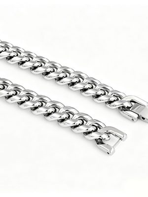 Stainless Steel Men's Cuban Necklace round Grinding Chain Encryption Chain Metal Thick Ornament