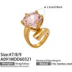 color: A091-Gold Pink Zircon Ring / size: US 7