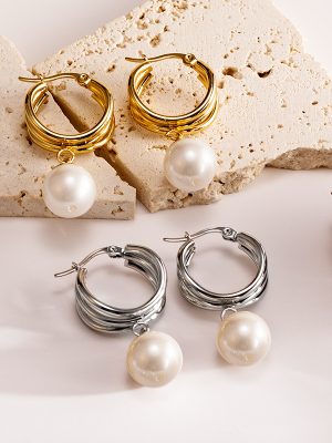 Advanced Design Pearl Pendant Earrings French Style Temperament Stud Earrings Women's Earrings Light Luxury