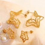 Unique Texture Spider Web Pentagram Earrings Personalized Cold Style Stud Earrings Advanced Simplicity