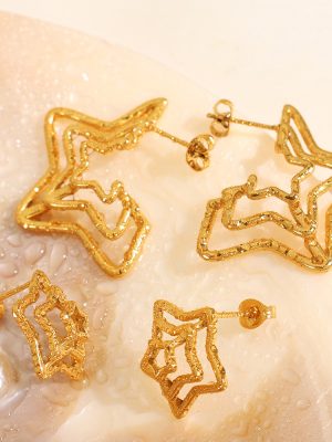 Unique Texture Spider Web Pentagram Earrings Personalized Cold Style Stud Earrings Advanced Simplicity