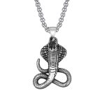 Snake Head Necklace Cross Stainless Steel Vintage Pendant Ornaments Men