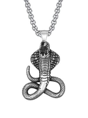 Snake Head Necklace Cross Stainless Steel Vintage Pendant Ornaments Men