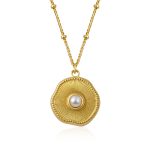 color: Gold C-016 Round Pearl Necklace