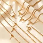 Light Luxury Inlaid Zircon Digital Pendant Knotted Necklace Stainless Steel 18K Gold Plating Clavicle Chain