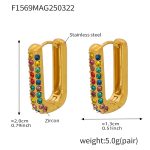 color: F1569-Gold Mixed Colors Zircon Earrings