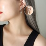 color: F142-Steel Color Asymmetric Earrings