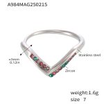color: A984-Steel Color Mixed Colors Zircon Ring / size: Adjustable US 7
