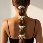 Vigorous Girl DIY Sunflower Multi-Element Pendant Mint Green Fresh Pleated Elastic Hair Ring