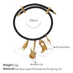 color: SL222BKG Black Cord Multi-charm Bangle