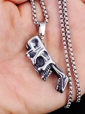 South of Hell Skull Pendant Necklace Trendy Men's and Women's Stainless Steel Gift Ornament