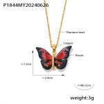 color: P1844-Gold Black Red Necklace