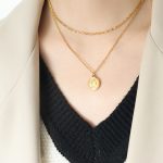 color: P805-Gold Double Layer Necklace