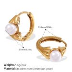 color: EH1091WEG White Bead Gold Hoop Earrings