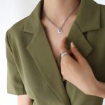 color: P300-Steel Color Purple Zircon Necklace -40+5cm