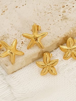 Stainless Steel Starfish Summer Ocean Element Vacation Senior High-Key Dignified Simple Stud Earrings Female