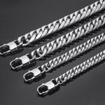 2026 New Stainless Steel Cuban Link Chain Double Buckle Grinding Surface Men's Necklace Large Chunky Chain Necklace