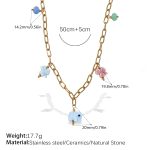 color: XL476CRG Colorful Ceramic Gold Necklace