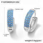 color: F1695-Steel Color Blue Turquoise Earrings -Large