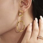 18K Real Gold Plated Geometric Irregular Circles Stitching Necklace Earring Bracelet Exaggerated Jewelry