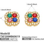 color: TXF599-B Style Colorful Zircon Gold Earrings