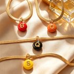 Colorful round Brand 26 English Letters Pendant Flat Snake Bones Chain Bracelet Plated 18K Gold Bracelet