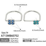color: A713-Large Deep Blue Zircon + Small Light Blue Zircon Steel Color Ring