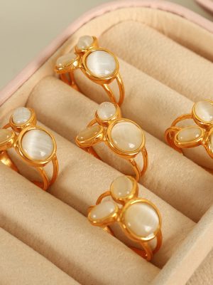 Temperament Personality Ring Inlaid Opal Open Ring Advanced Vintage Ring