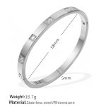 color: SZ201WES White Rhinestone Silver Bangle