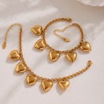 18K Real Gold Heart-Shaped DIY Multi-Accessories Bracelet Stainless Steel Non-Fading Heart-Shaped Chain Bracelet