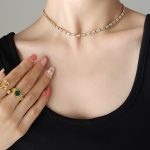 color: P1192-Zircon Gold Necklace -35+5cm