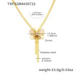 color: TXP328-Gold Flower Tassel Necklace 53+5cm