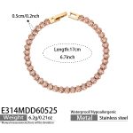 color: E314-Pink Zircon Bracelet -17cm