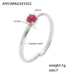 color: A953-Steel Color Pink Zircon Ring / size: US 7