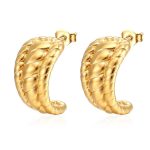 color: Two-strand Braided Twist C Shape Stud Earrings Gold