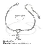color: SL100 White Rhinestone S Steel Color Bracelet SL100SS