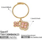 color: TXA130-Pink Color Zircon Gold Ring -Size 7