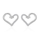 color: Heart Set with Stone Stud Earrings -Steel Color