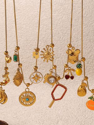 Banana Pendant Stainless Steel 18K Gold Plating Fruit Series DIY Decoration Design Women