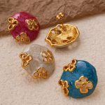 New Chinese Enamel Oil Painting Earrings Light Luxury High-End Earrings Vintage Earrings Women