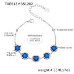 color: TXE513-Blue Color Glass Stone Steel Color Bracelet 16.5+5cm