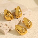 Gold Water Drop Earrings Light Luxury Stainless Steel Studs High-Grade Earrings Exaggerated Women's Jewelry