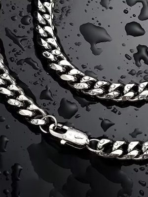 Hip Hop Stainless Steel Cuban Link Chain Necklace Japanese Buckle 6-Side Grinding Chain Male Domineering