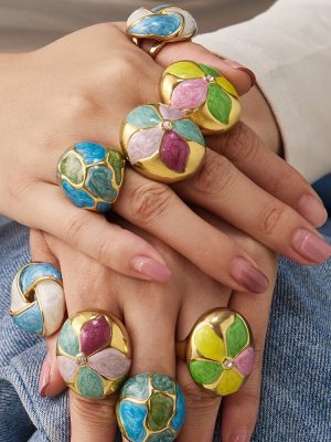 Exaggerated Colorful Oil Necklace Stainless Steel Gold-Plated Women's Non-Fading Ring Ornament