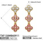 color: TXF130-Pink Zircon Gold Earrings